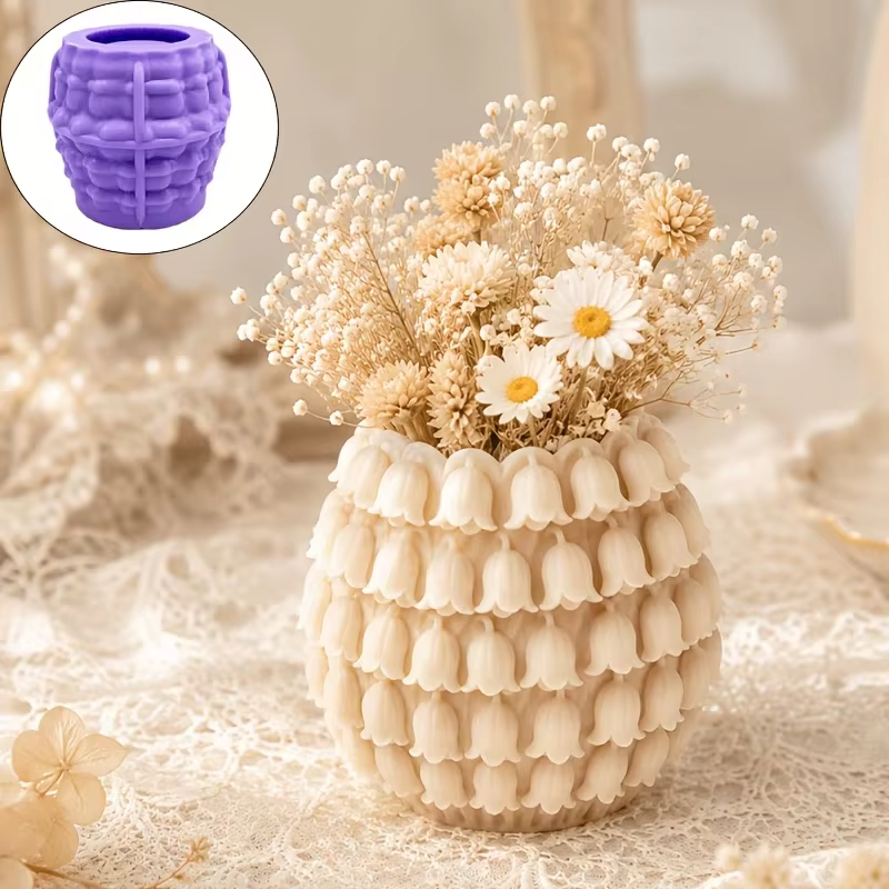 Pot de fleurs en forme de muguet fabriqué avec un moule en silicone