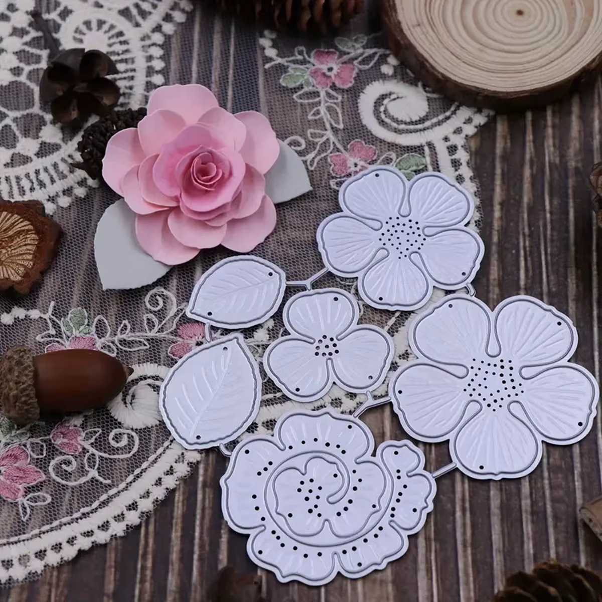 Moule de découpe en métal motif floral pour scrapbooking, décoration d'album photo et création de cartes