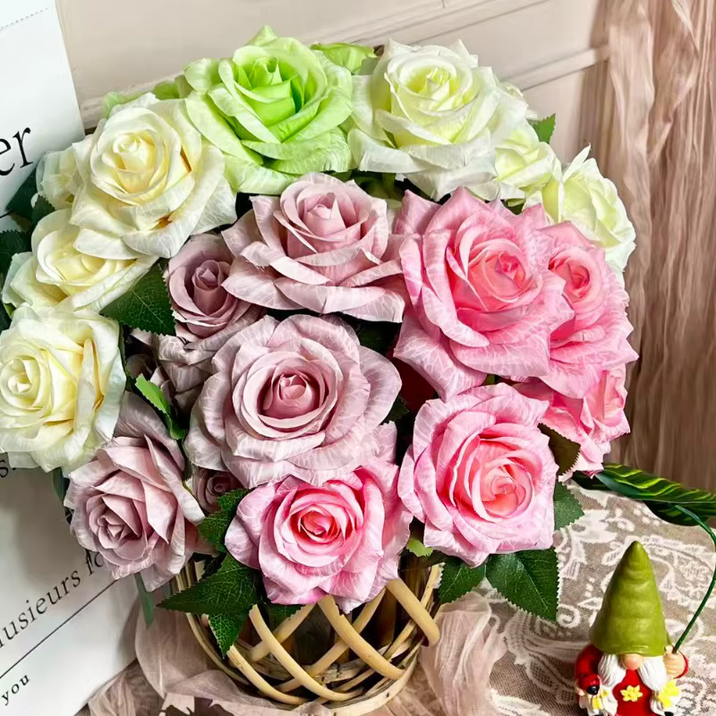 Fleurs artificielles en soie à 7 têtes