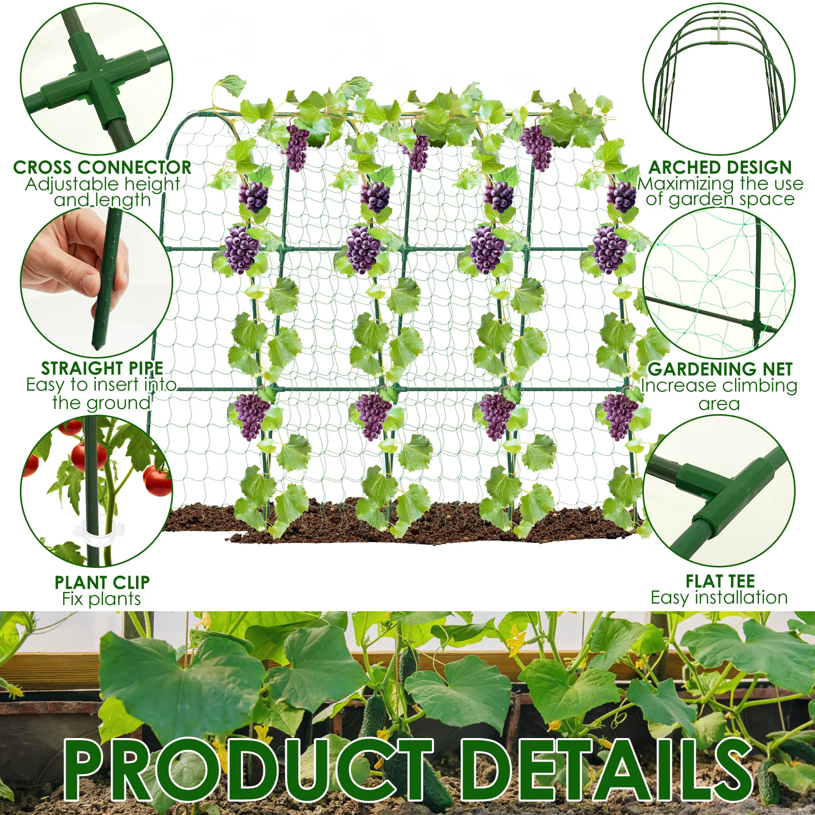 Treillis de concombre en forme de U pour jardin