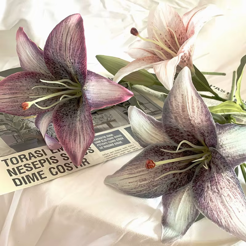 Fleur Artificielle de Lys à 2 Têtes
