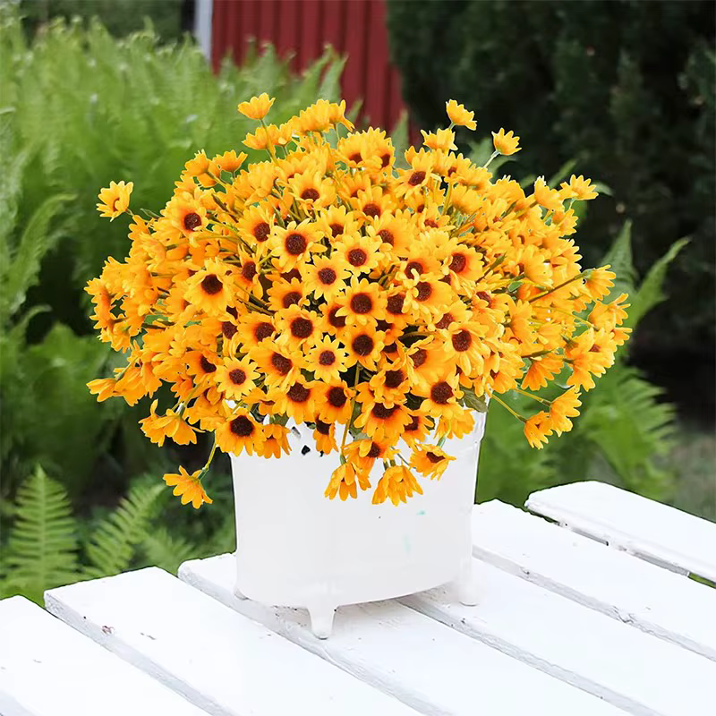 Fleur artificielle Soie jaune Petite Marguerite De Haute Qualité De Mariage nuptiale bouquet Accueil vase table bricolage cadeau boîte scrapbook Décoration