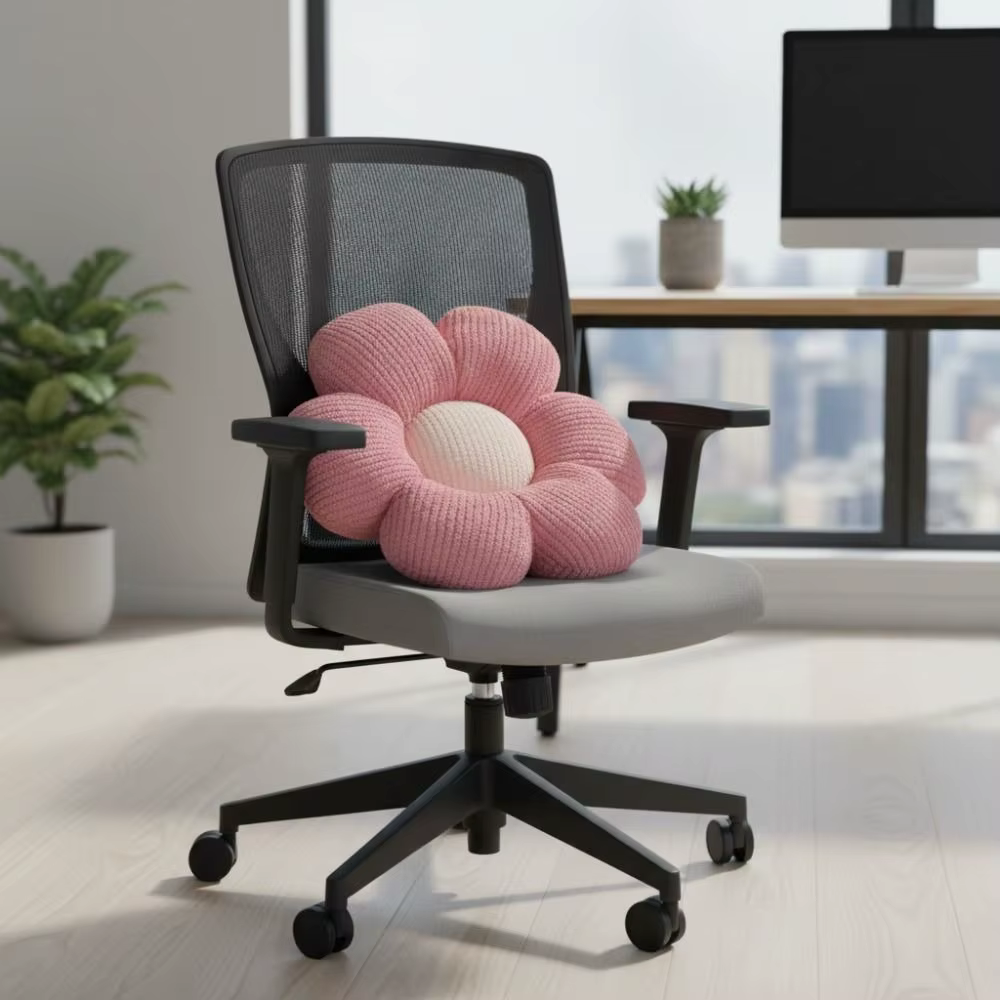 Coussin confortable en forme de fleur de 40 cm, rembourré en coton PP, oreiller doux en forme de fleur, tapis de chaise épais de dessin animé, cadeaux