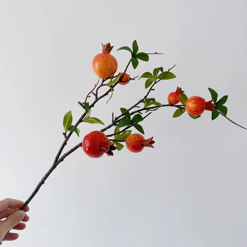 Nouvelle grenade artificielle longue branche 6 Fruits artificiels fleurs pour la maison fête de mariage Tabel décoration décor de noël