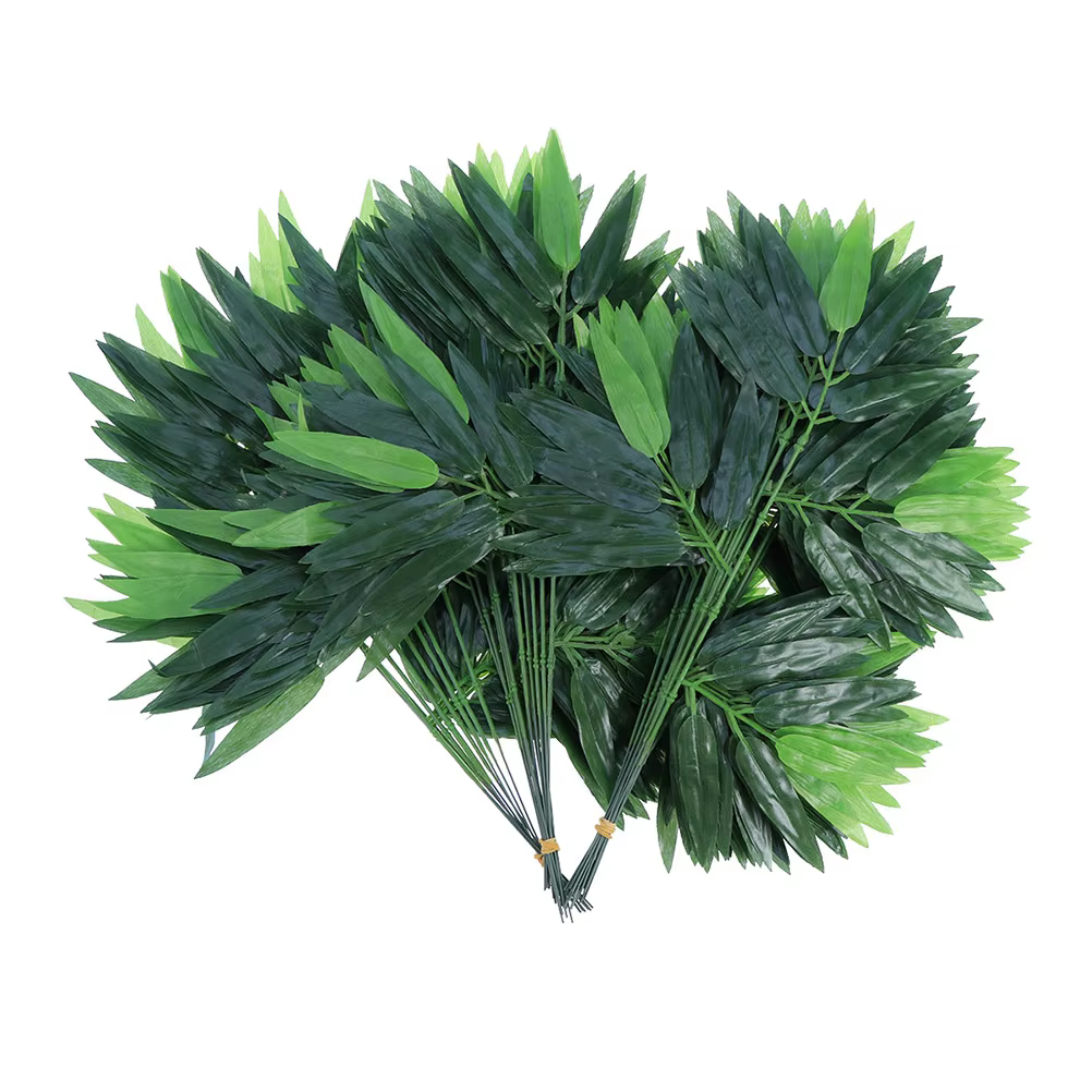 100 pièces plantes vertes feuilles de bambou branche décorative artificielle cadre de porte décoration fils exposés pour l'artisanat