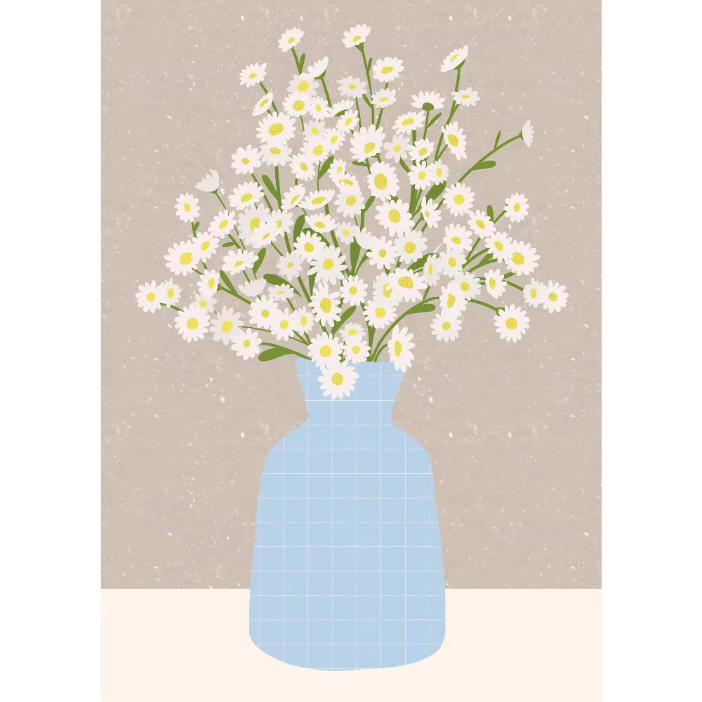 Affiche d'art de vase à fleurs de jardin