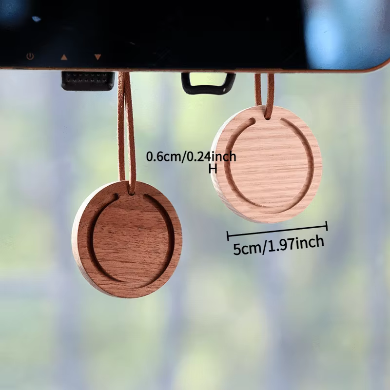 Diffuseur rond en bois de qualité supérieure, fait à la main en bois de cire blanche et noyer noir, accessoires aromatiques de Suspension de voiture élégants, 1 pièce