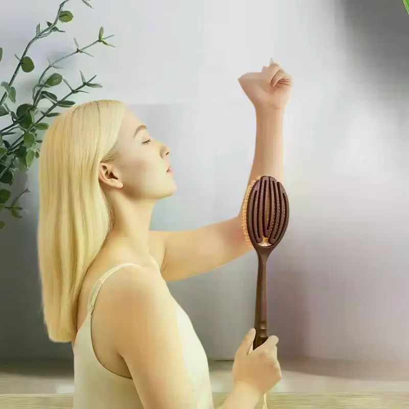 Outil de bain de douche, épurateur de dos à long manche, brosse corporelle parfaitement conçue pour le brossage et l'exfoliation de la peau sèche