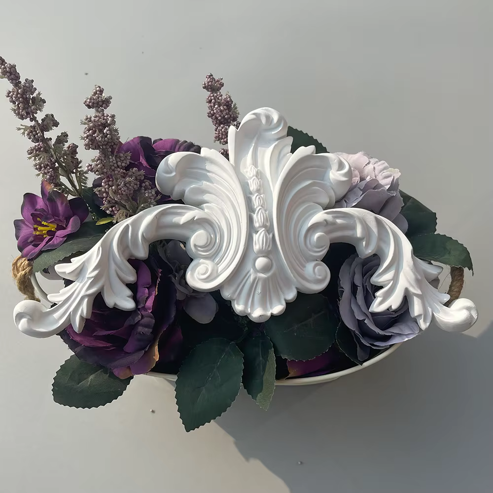 Décoration florale d'angle français en PU
