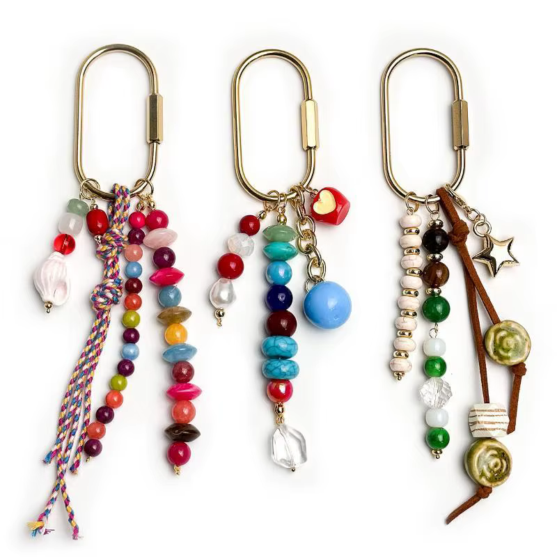 Porte-clés pendentif coquillage style plage, fait main en corde, ornement de sac tendance pour accessoire de voyage estival, cadeau