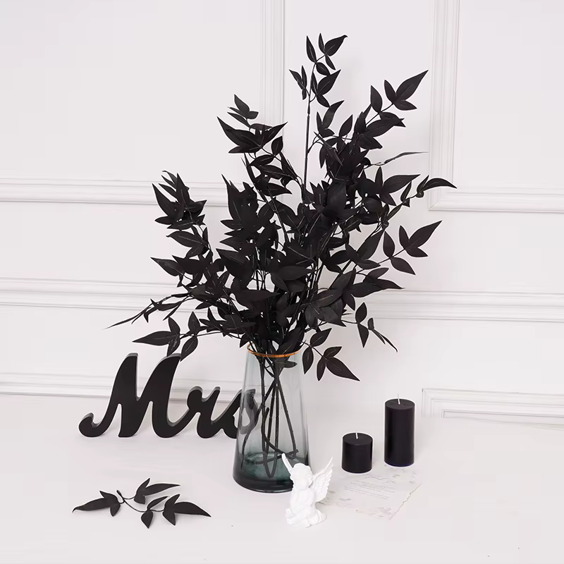 Feuilles de plantes artificielles en soie série noire