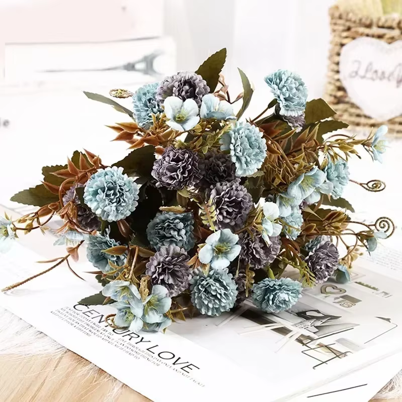 Bouquet de fleurs artificielles en soie lilas