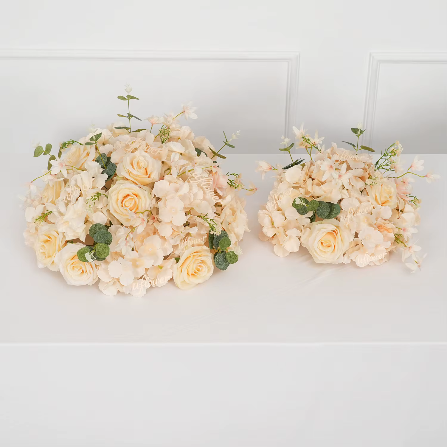 Nouvelle Boule de fleurs artificielles en forme de cœur d'orchidée champagne de 45 cm pour décoration de mariage