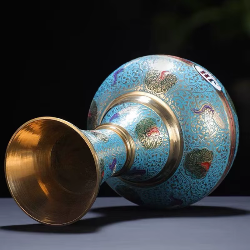 Vase Tibétain en Cuivre pour Décoration de Bureau