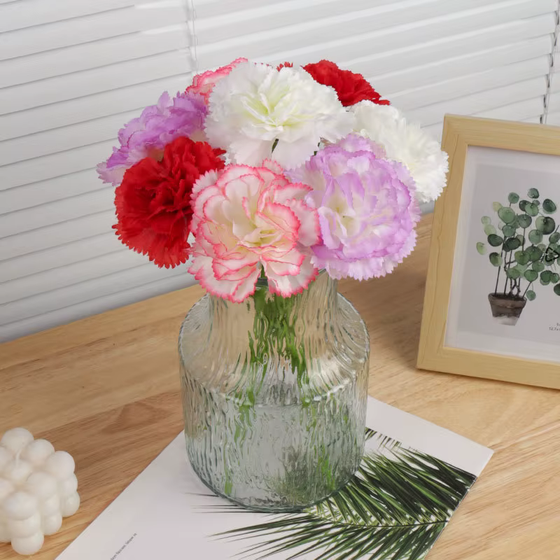 Bouquet d'œillets artificiels en soie