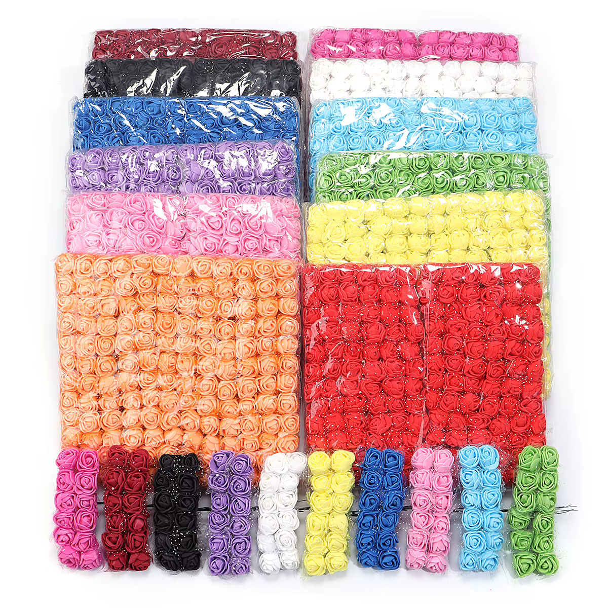  144 pièces 1.7 cm Mini dentelle Pe Rose mousse têtes de fleurs Bouquet pour mariage décoration de la maison
