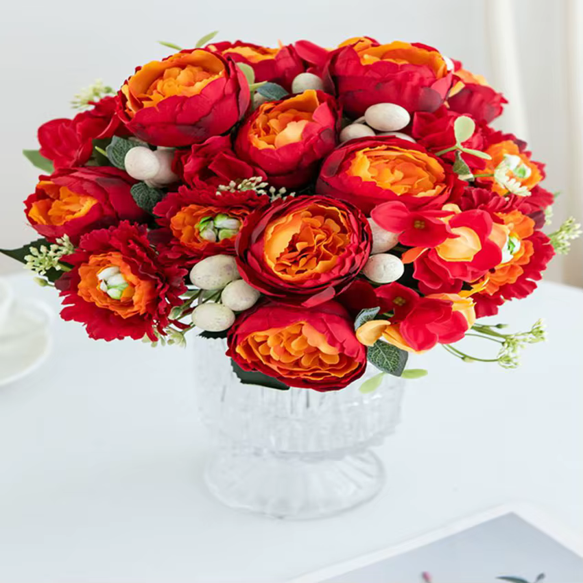 Fleurs artificielles Venus Rose Bouquet De Soie