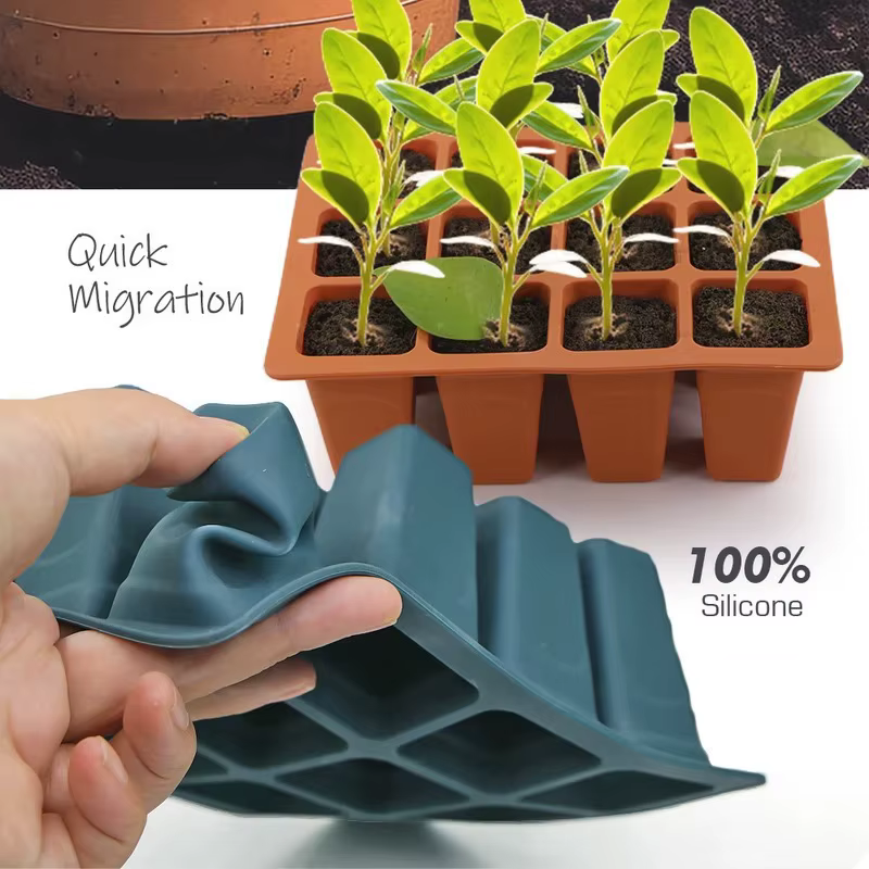 Plateau de Germination de graines carré en Silicone à 9 carreaux