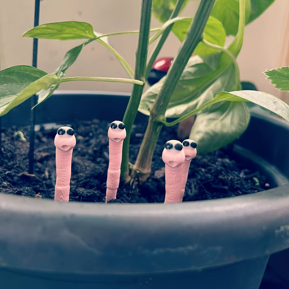 Ensemble de 2 plantes amusantes en pot en forme de vers de terre pour la décoration du jardin