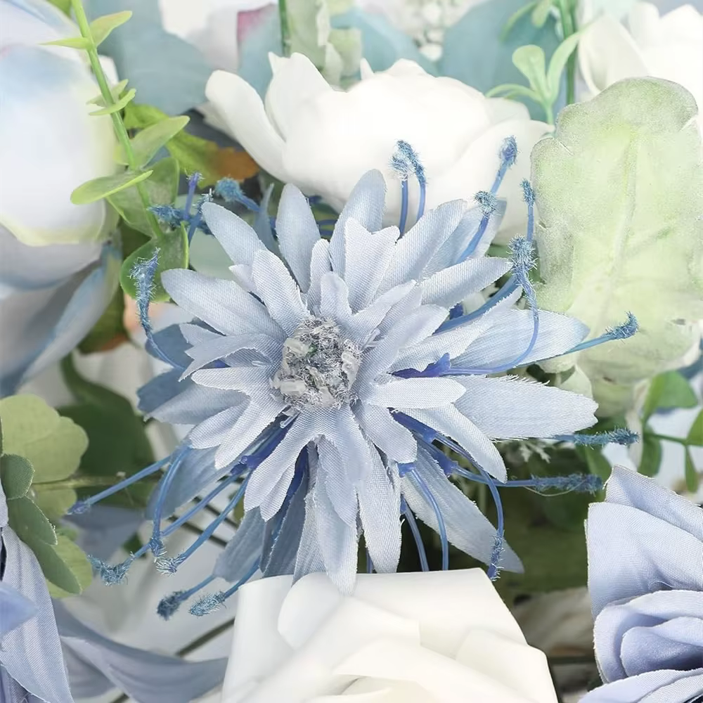AUSOGO – Coffret de fleurs artificielles bleu poudré