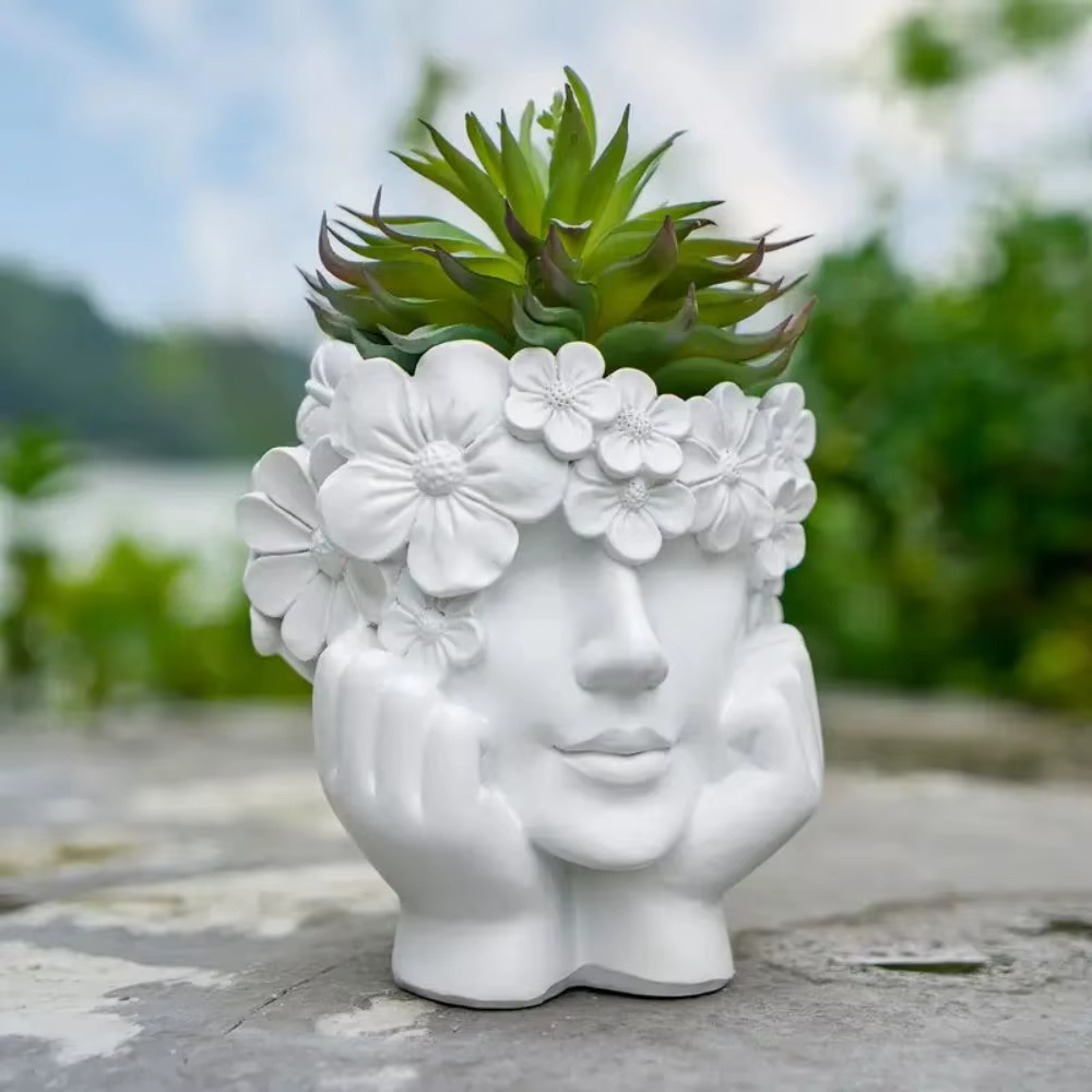 1 morceau de Pots de fleurs créatifs pour visage féminin