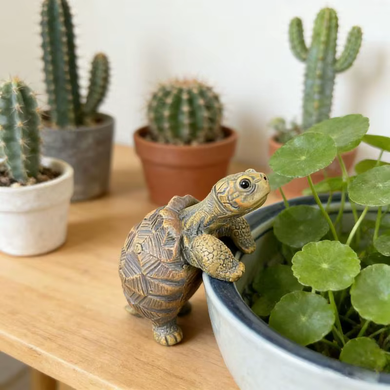 Support de pot de plante en forme de tortue