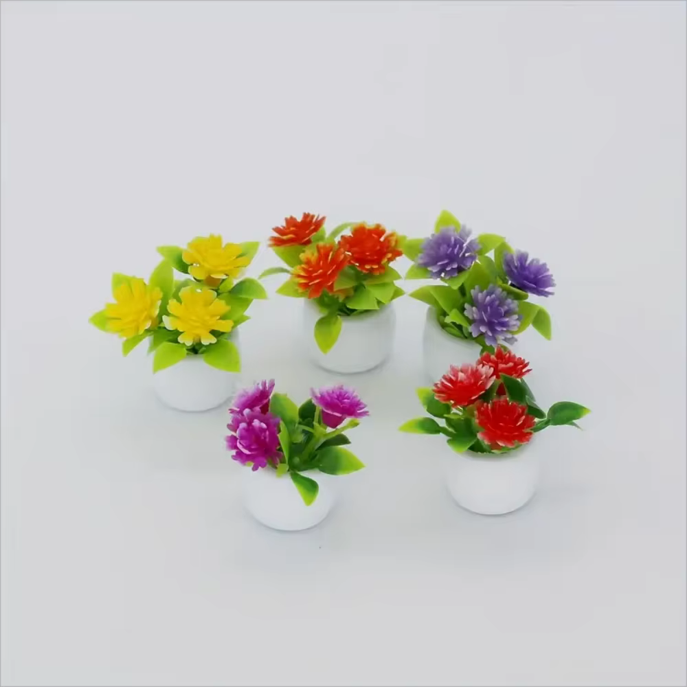 5 pièces Mini Pot de fleur décorations maisons de poupée fleurs artificielles vibrantes décor à la maison voiture