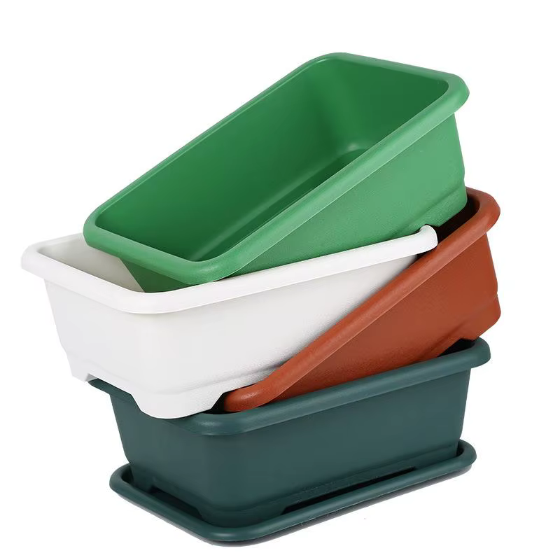 Jardinière rectangulaire incassable et résistante aux chocs avec trou de drainage