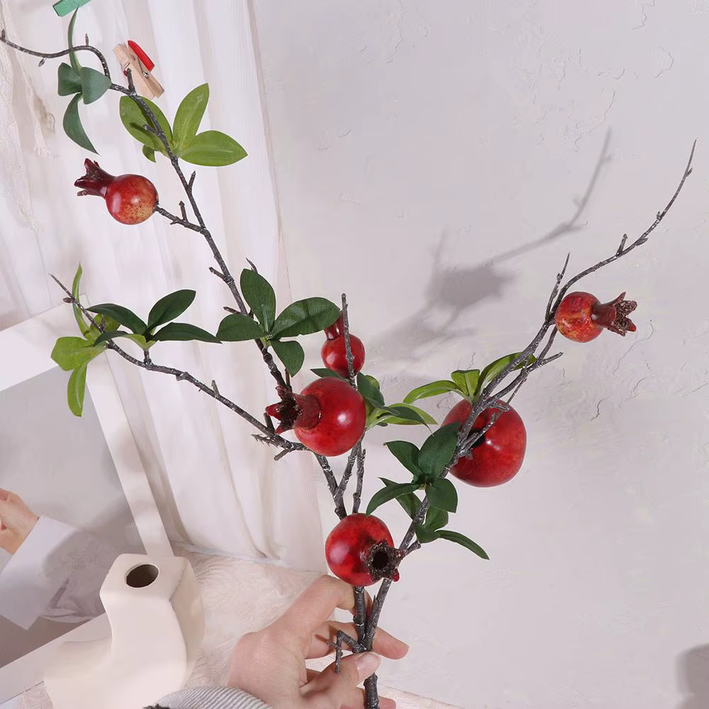 6 Branches de grenade artificielles en plastique