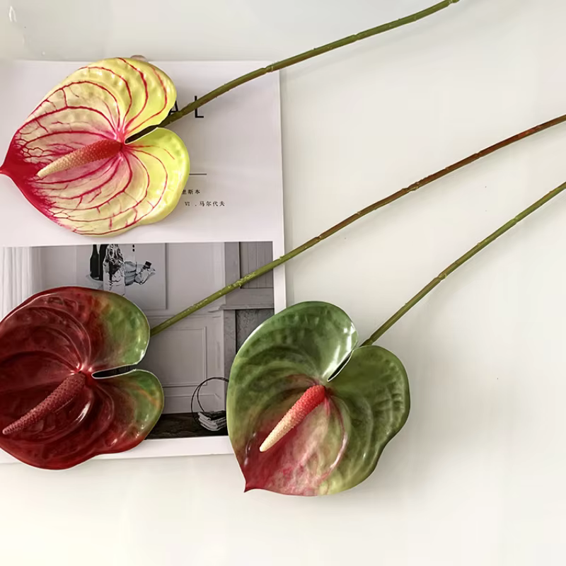 Fleur artificielle impression 3D petite taille simple Anthurium Andraeanum Lind Guanyin Lotus maison mariage conception