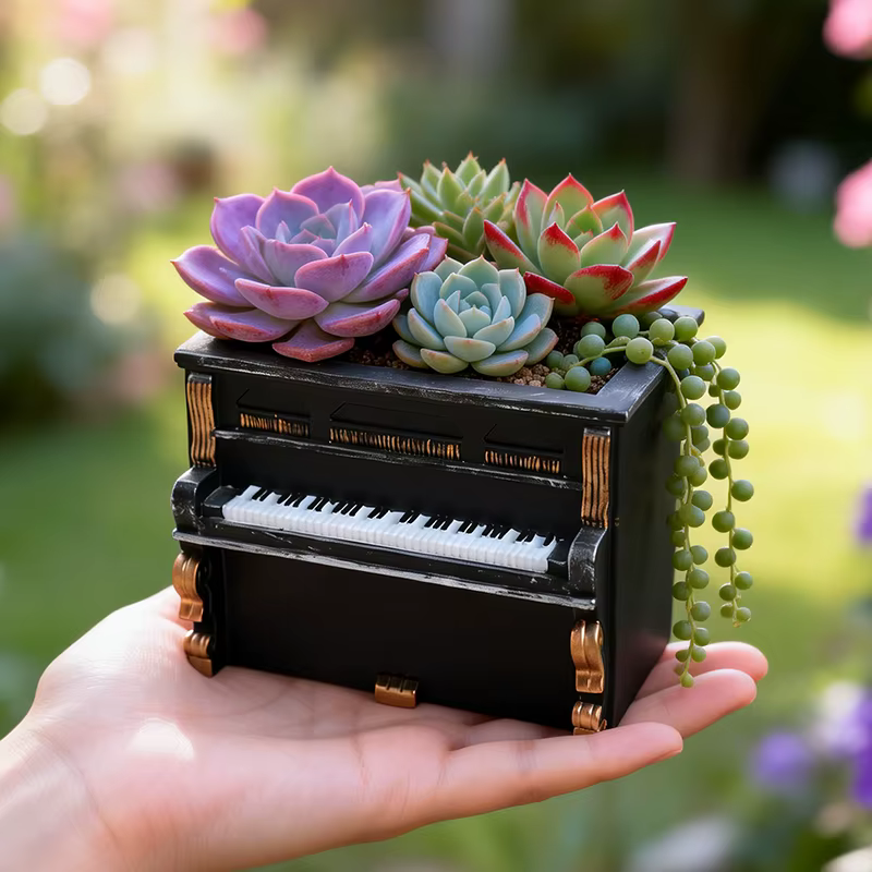 Mini pot de fleurs créatif en forme de piano