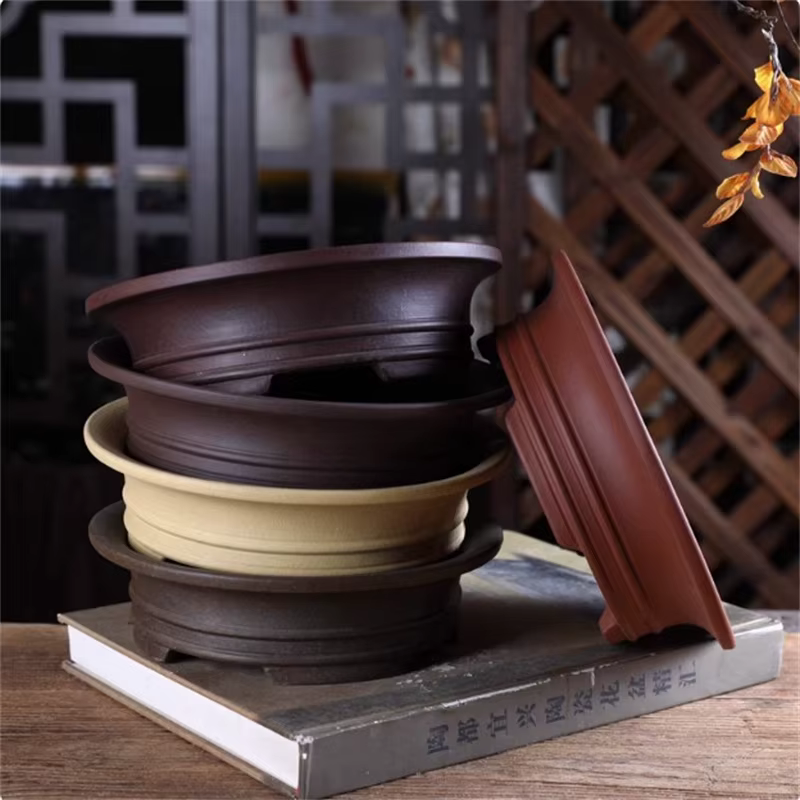 Pot à bonsaï rond classique en céramique