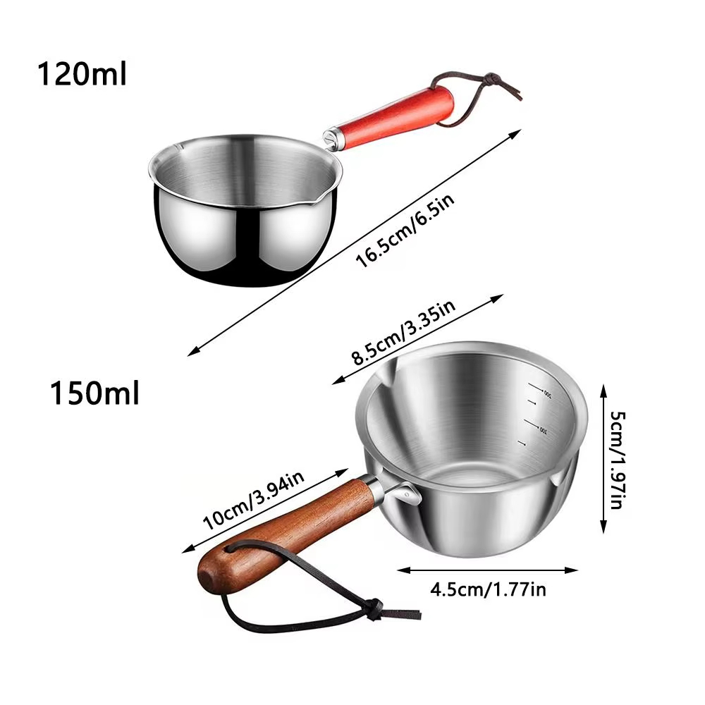 Petit pot d'arrosage d'huile en acier inoxydable avec manche en bois