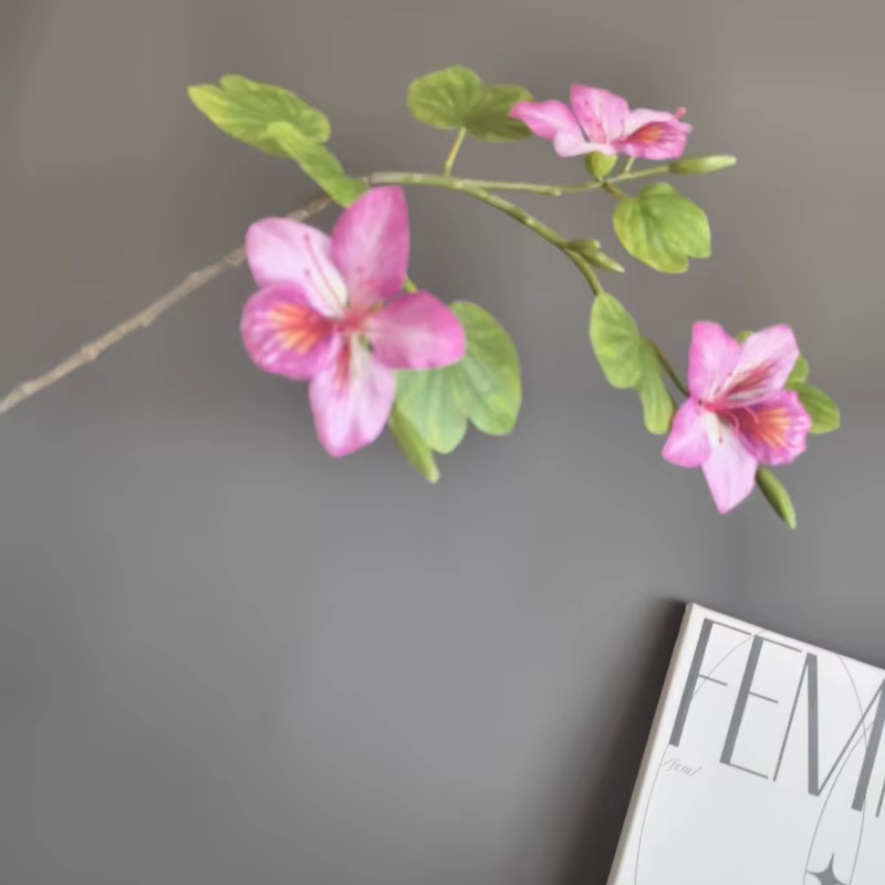 2 pièces impression 3D fleurs de Bauhinia artificielles plantes vertes décor d'hôtel plante de Simulation blanc