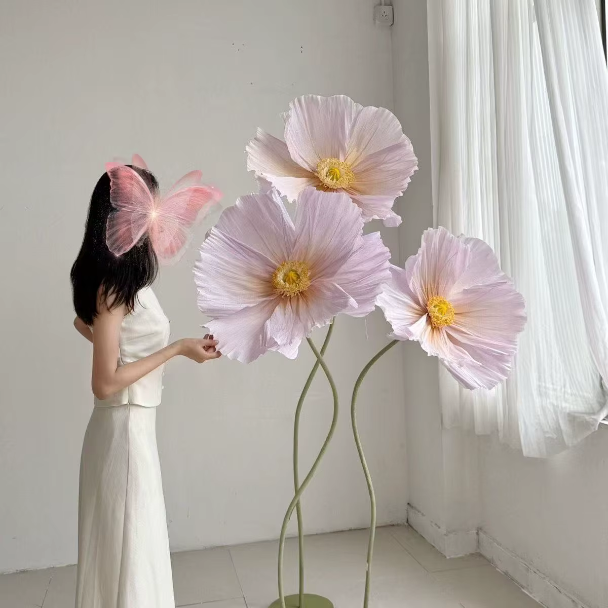 Ensemble de 3 fleurs de sol de Simulation de pavot