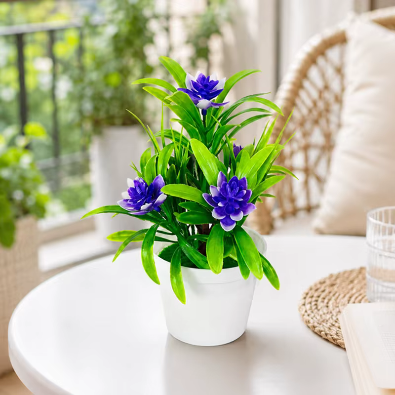 Mini-bonsaï de fleurs artificielles en pot pour décoration de table