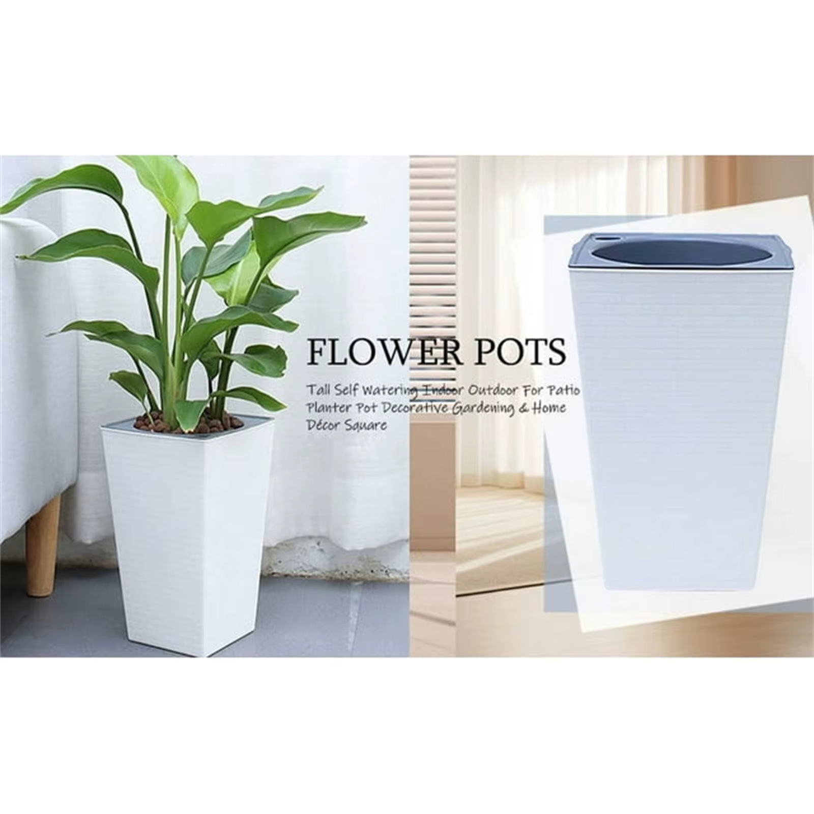 Grand pot de fleurs imitation métal plastique