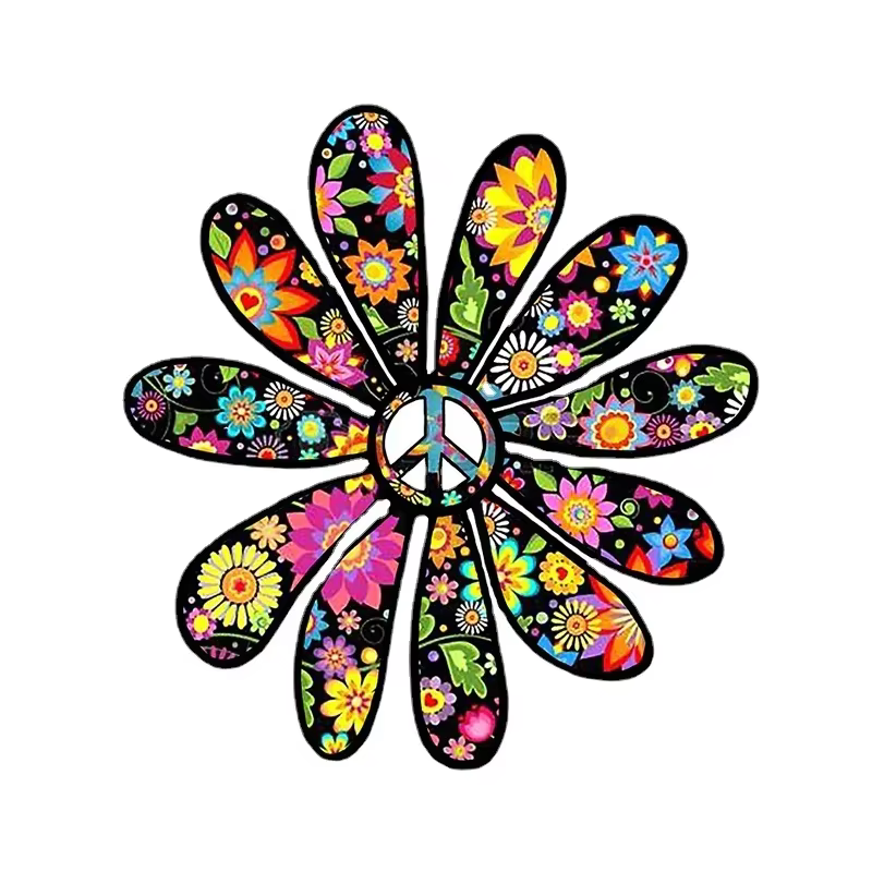 Autocollant de voiture en PVC Flower Power Peace pour moto camping-car-accessoire de décalcomanies décoratives élégantes
