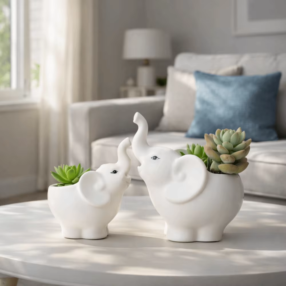 Pot de fleurs en forme d'éléphant
