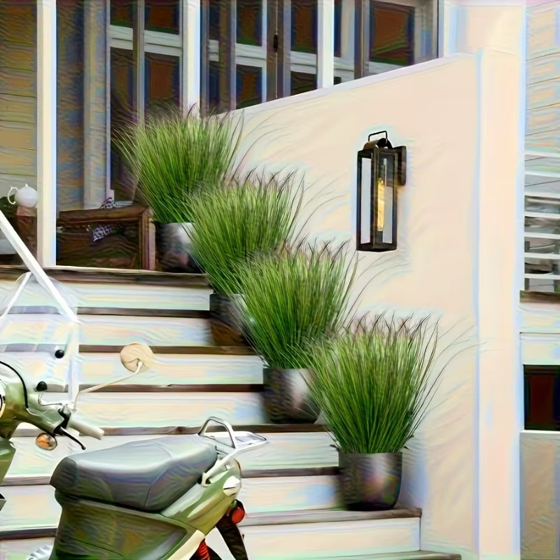 12/28 pièces de plantes vertes artificielles - Herbe d'oignon en résine | Convient à la décoration intérieure/extérieure