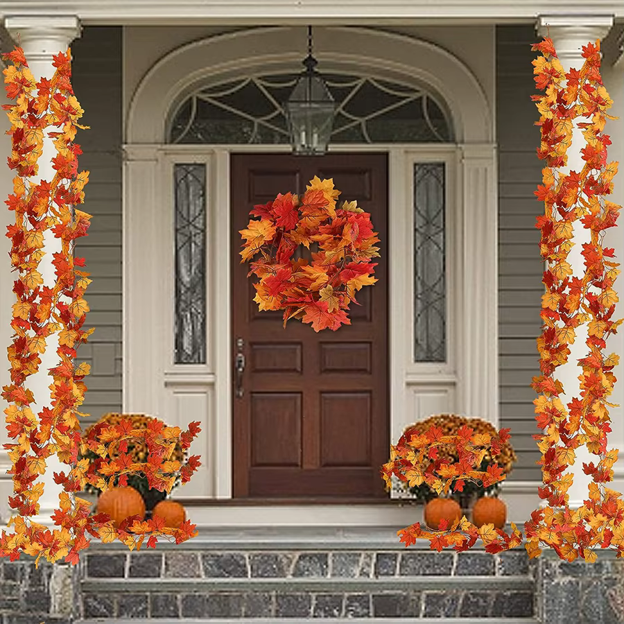 Plante artificielle Smaple Feuille De Vigne Fleur Halloween Guirlandes De Mariage Maison Chambre Porte Jardin Décorations Extérieures Festival BRICOLAGE Cadeaux