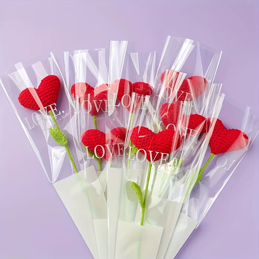 Ensemble de 2 branches de fleurs en forme de cœur rouge