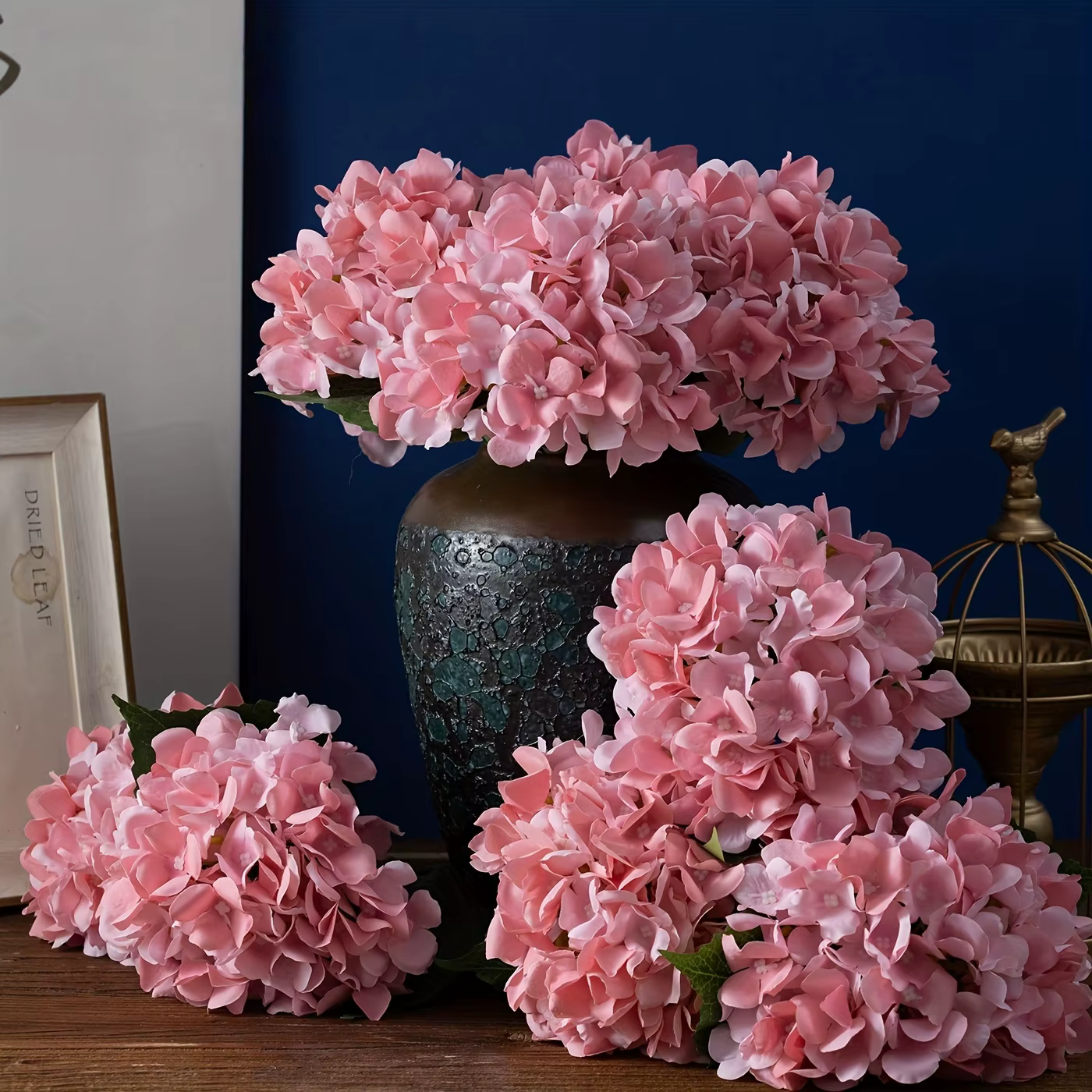 6 grandes fleurs d'hortensia artificielles