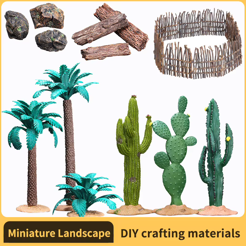 Bricolage jouet Simulation plante modèle Cactus palmier paysage petit arbre décoration pièces pour jeu créatif