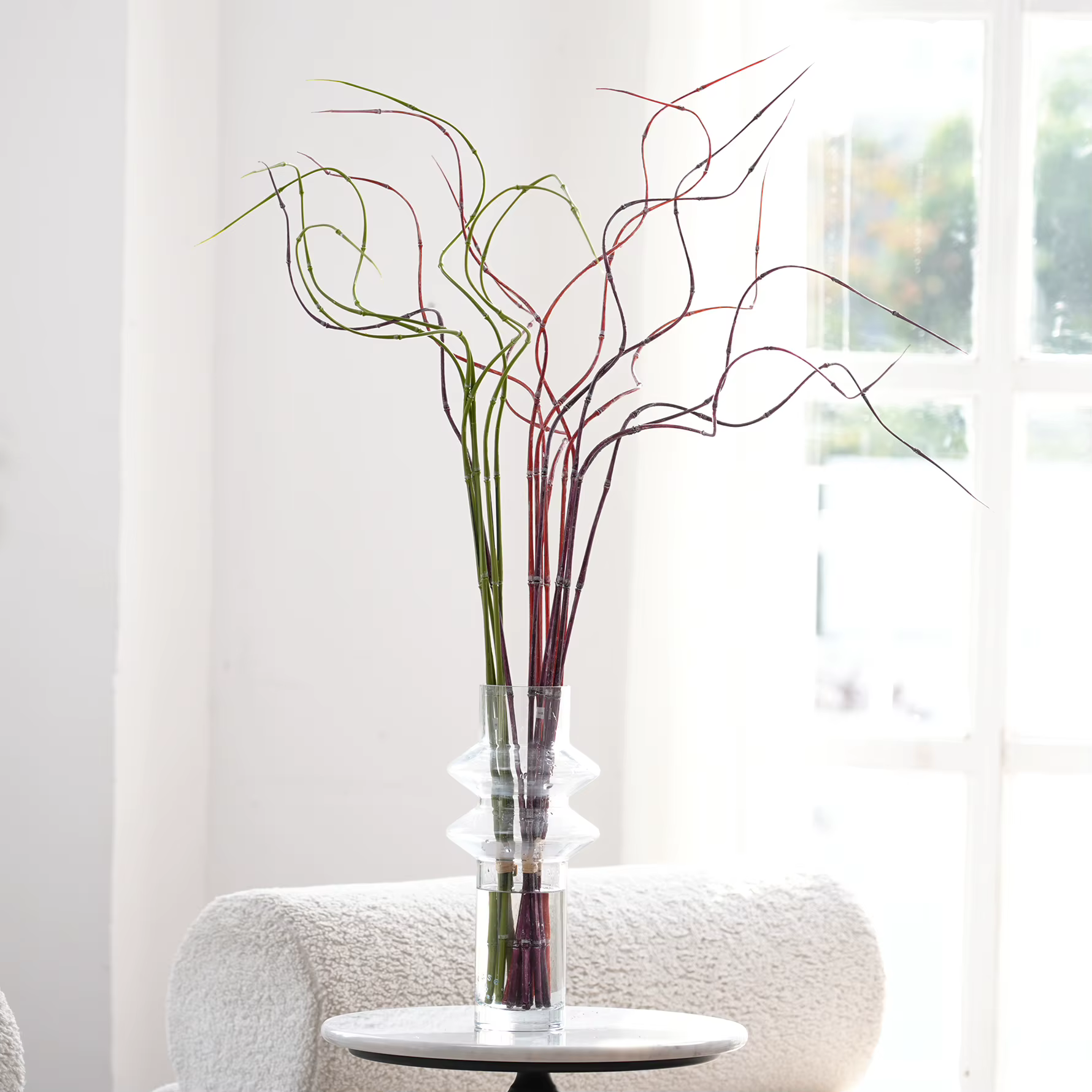 C1998 3.44ft 6 pièces/lot artificiel vert rouge violet mince branche de bambou plante décor à la maison matériel