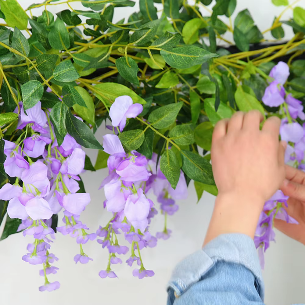 Guirlande de fleurs de glycine artificielles luxueuses