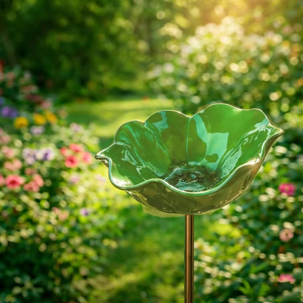 Piquet de jardin en métal artisanal en forme de fleur