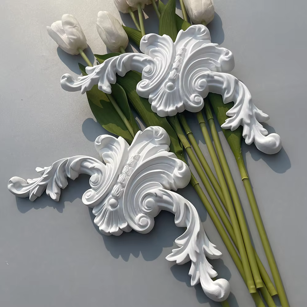 Décoration florale d'angle français en PU