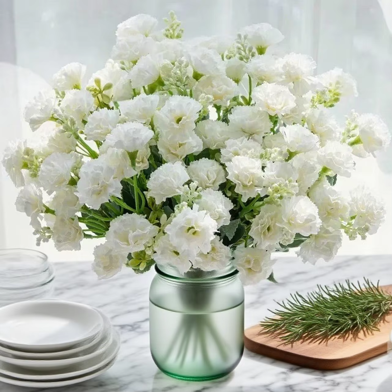 Couronne d'oeillets de fleurs artificielles