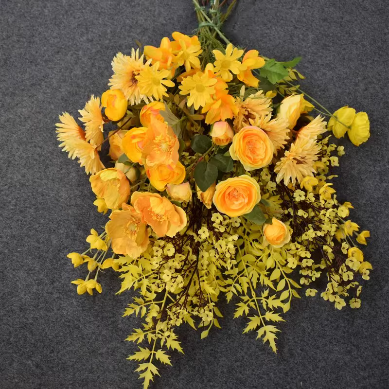 Plantes de fleurs artificielles série jaune